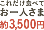 これだけ食べておひとりさま約3,500円